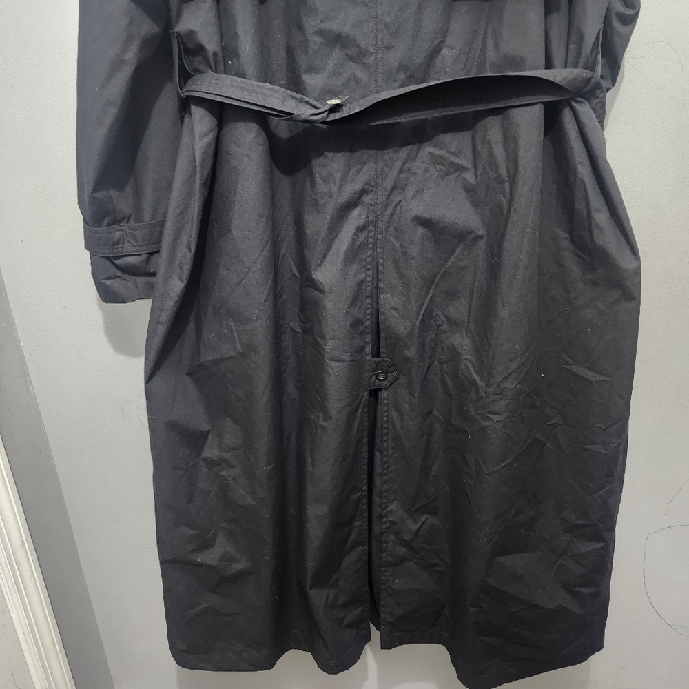 London Fog Men's Black Trench Coat with Brown Collar Size 50 - Picture 10 of 13